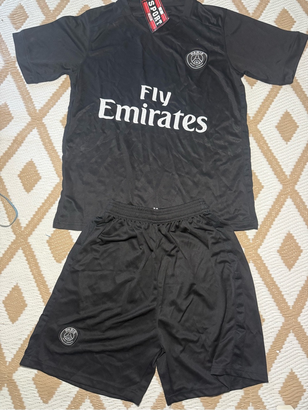Sport Wear Paris Saint-Germain PSG
Soccer Jersey & Shorts Set Black Size S